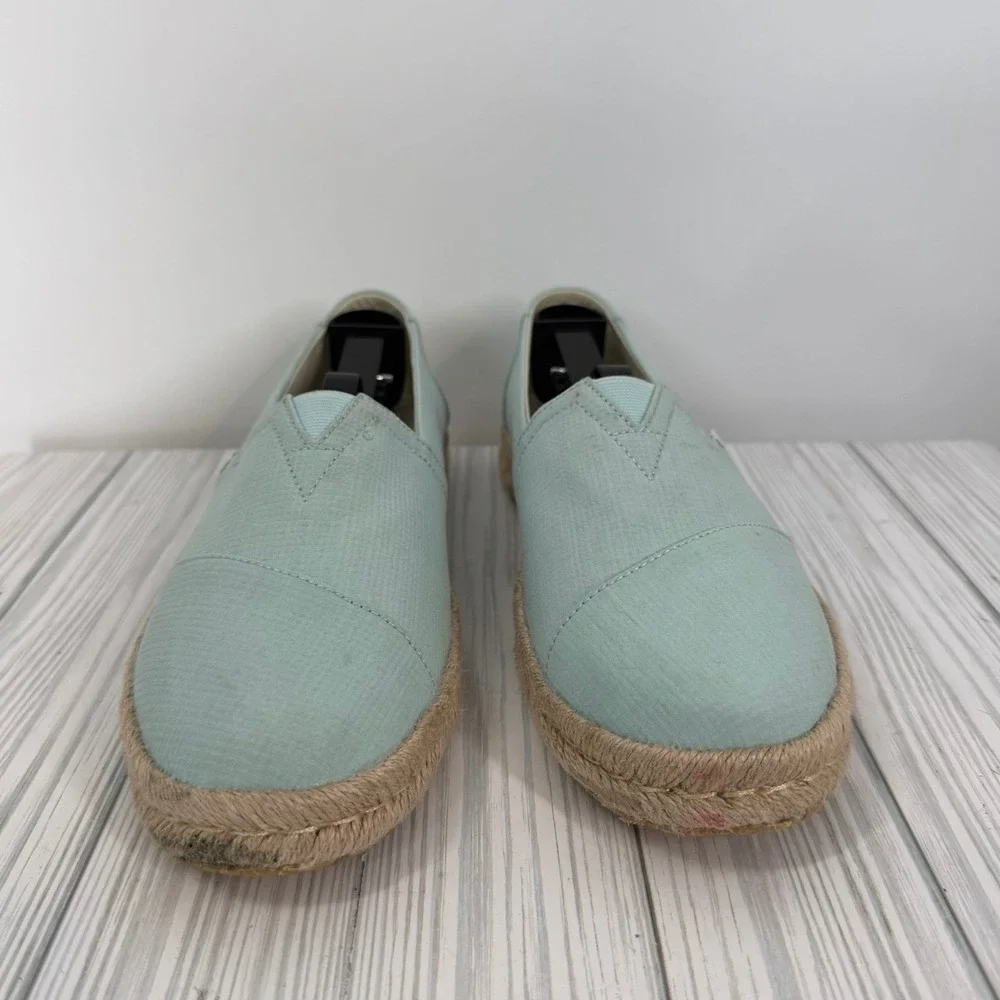 TOMS Alpargata Rope Espadrille Mint Green Textile Slip On Flats Womens Size 9.5